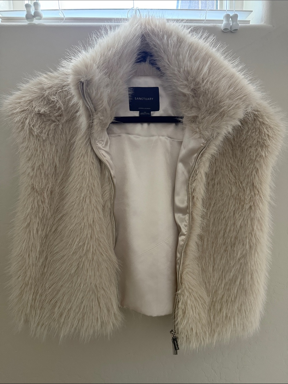 Sanctuary Plush Faux Fur Teddy Jacket in Light Beige
